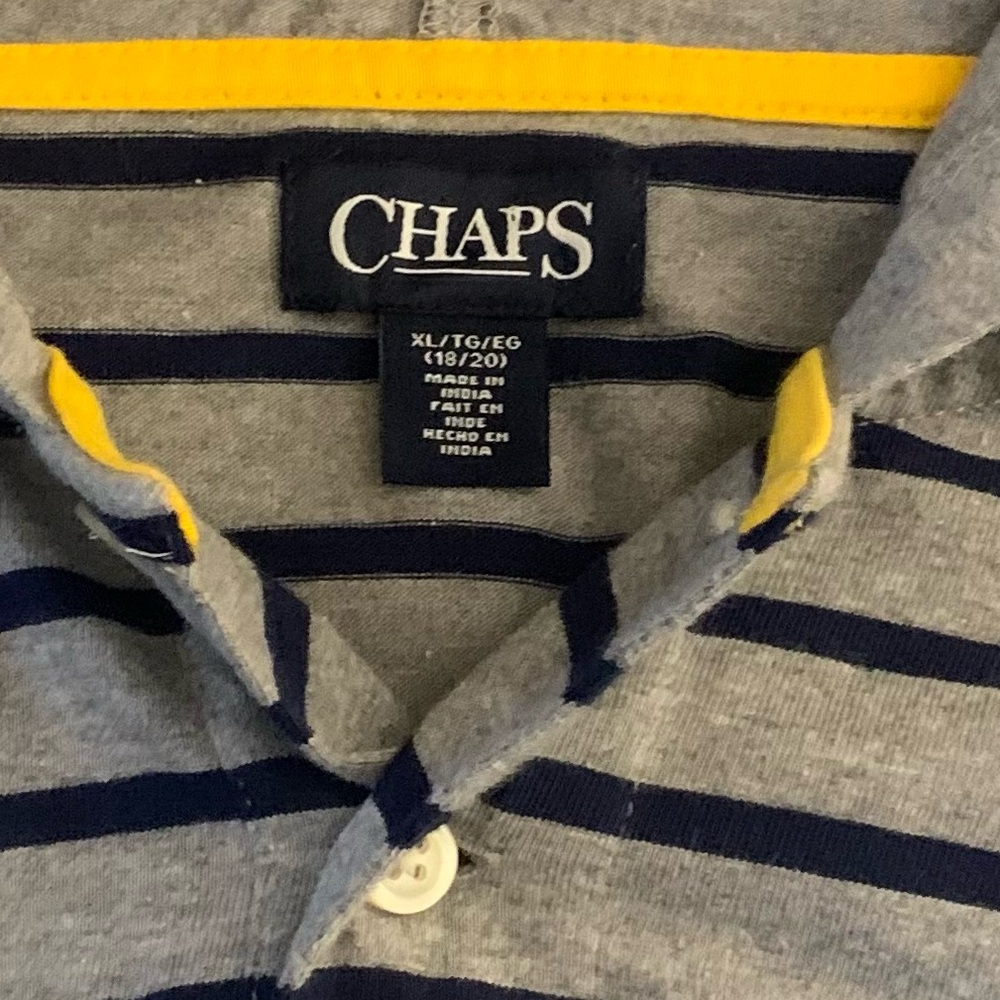 CHAPS Striped Hoodie - All Cotton 2 Button - Picture 3 of 5